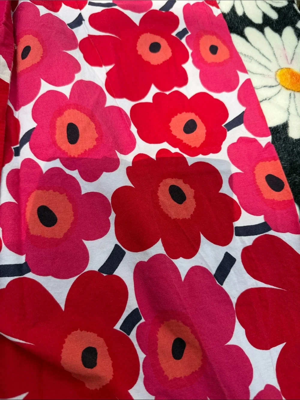 Marimekko Pink & Red Floral Cotton king one sham one pillowcase